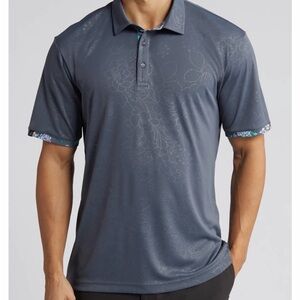 Swannies Golf SW5800 Lingmerth Polo Men's Size Medium in Granite Floral Print